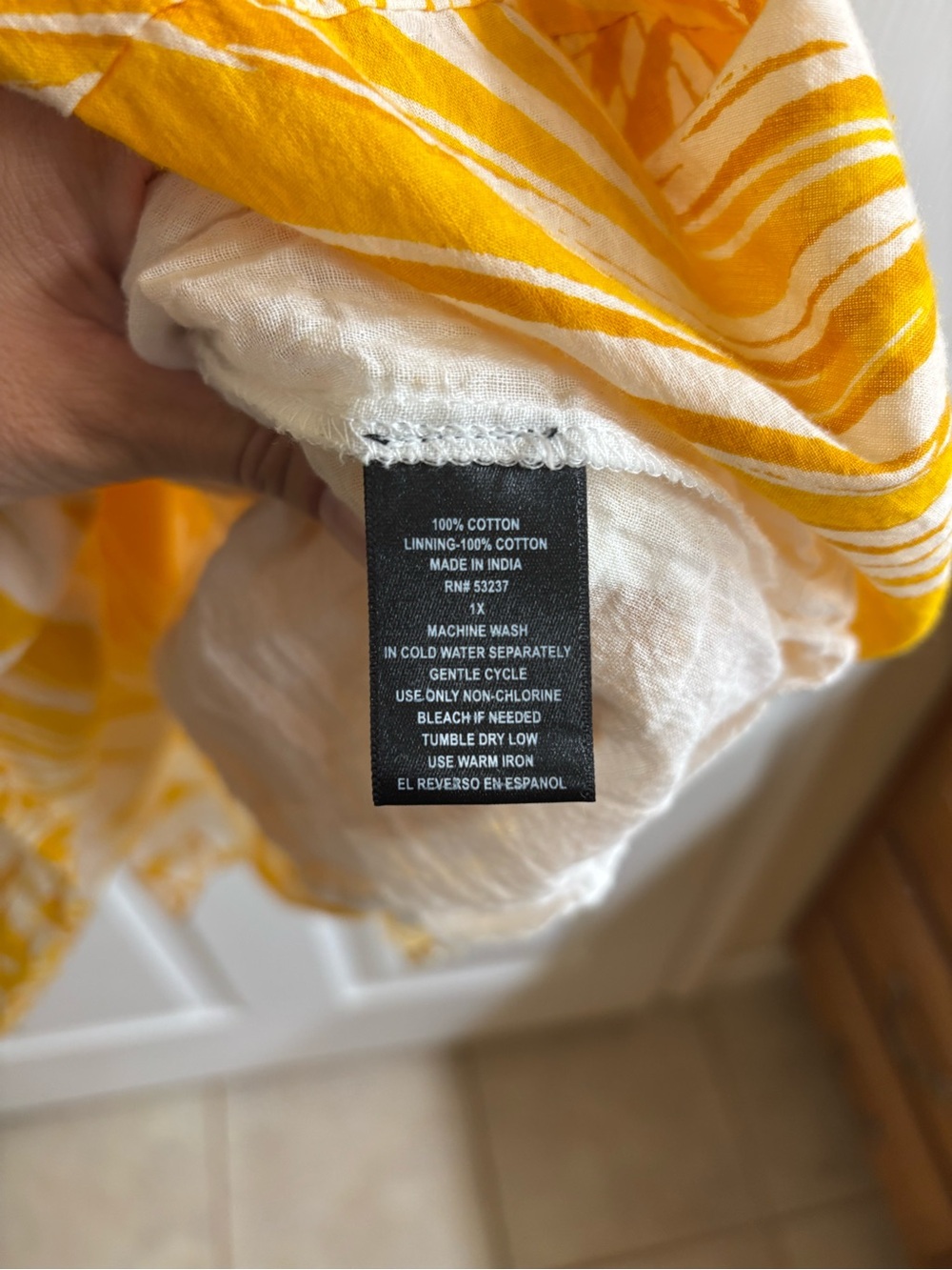 Mlle Gabrielle Yellow and White Tropical Midi Shirt Dress - Picture 5 of 6